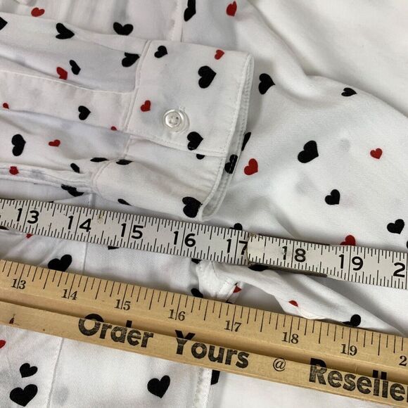 Rails Rosci Heart Print Button Down Collared Shirt S Girlie Romantic Soft Rayon - Picture 7 of 7